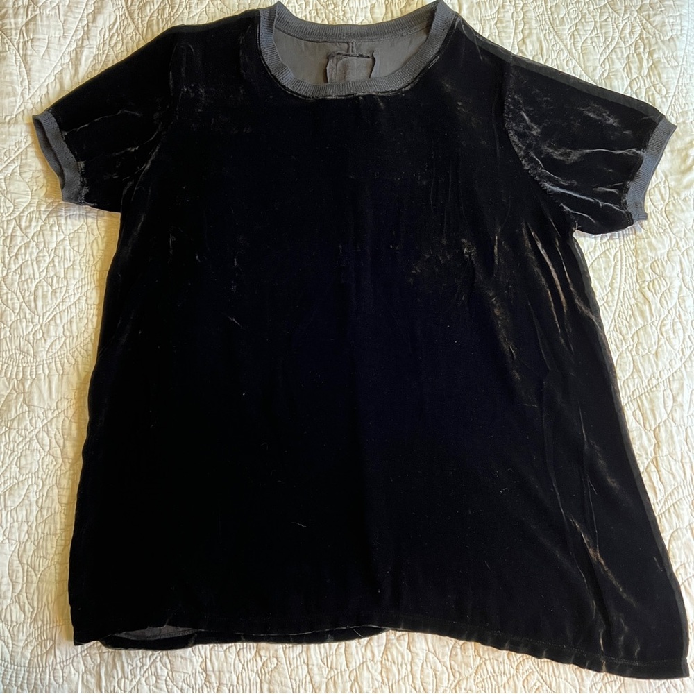 Johnny Was Black Silk Velvet Tee – Size M - Picture 6 of 9